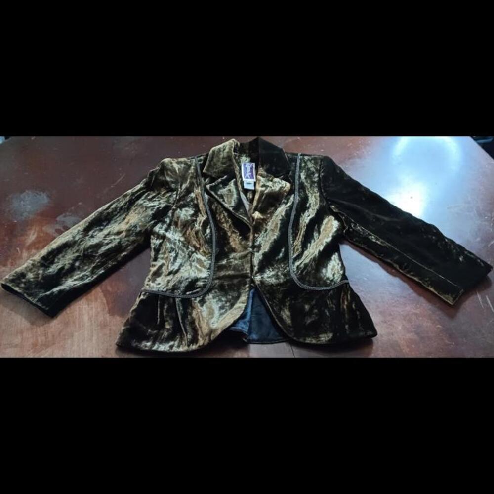 Chic Velvet Blazer Jacket - Stylish Dark Green Tone